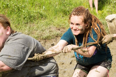 girl participating in tug of war