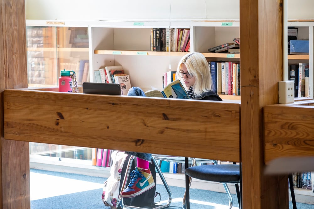 Girl reading in the library