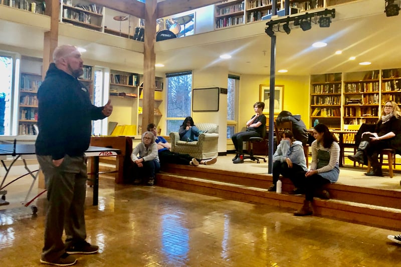 Justin Goulet presents at Rock Point School