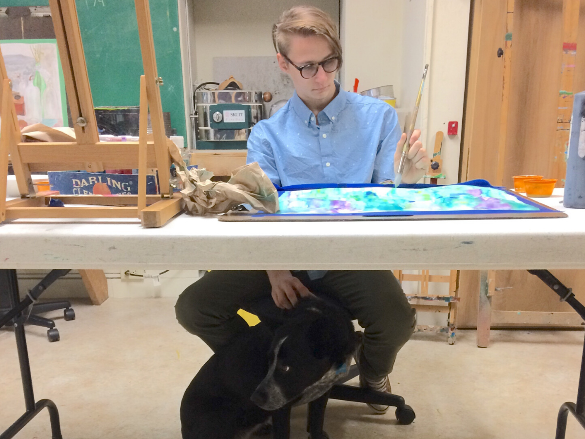 Painting with dog