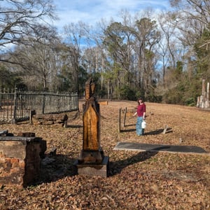 cleaning up the cemetary