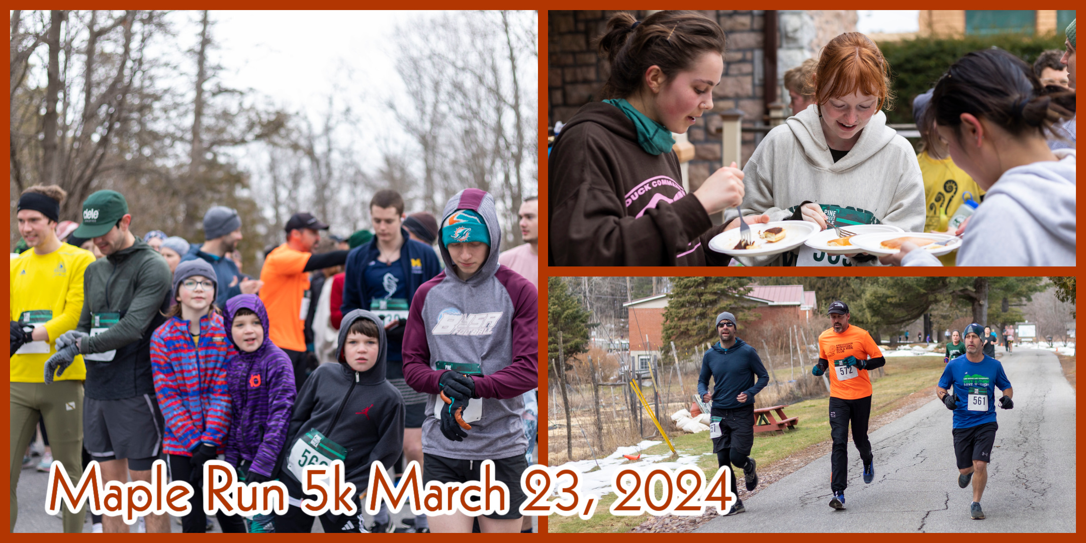 Collage of runners from the 2023 Maple Run 5k