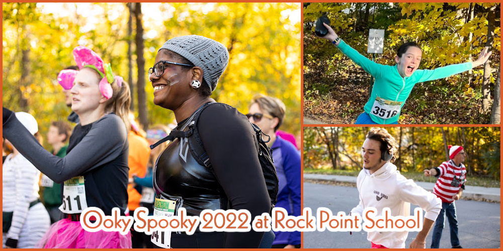 Collage of runners at the 2022 Ooky Spooky 5k