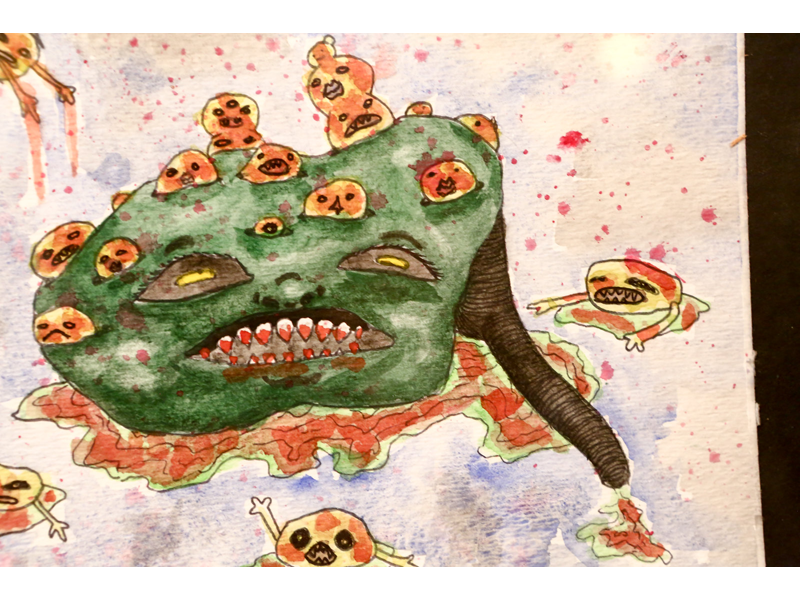 Green Monster Watercolor Painting