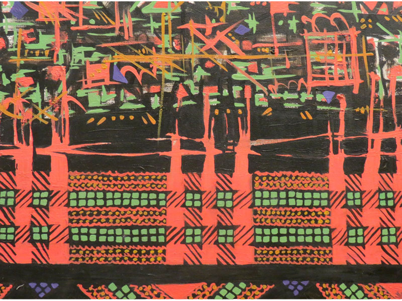 Abstract Patterns Black Red and Green