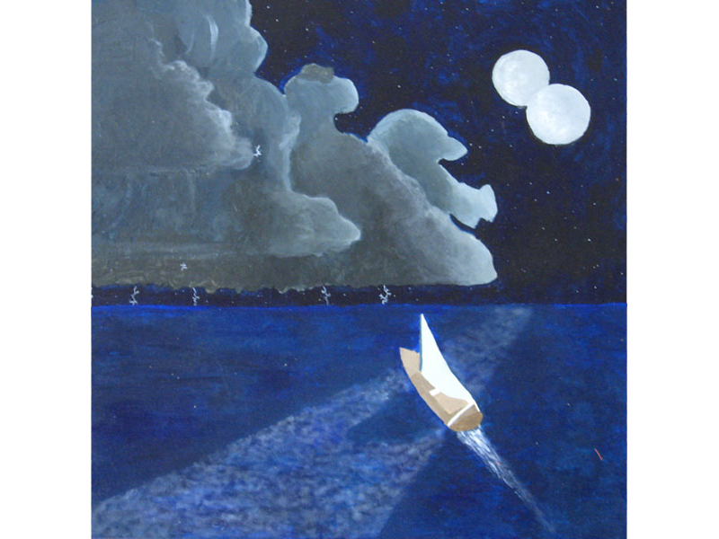 Sailing Double Moon painting