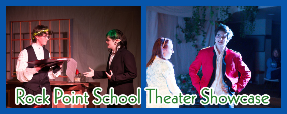 Collage of two photos from previous theater performances at Rock Point School.