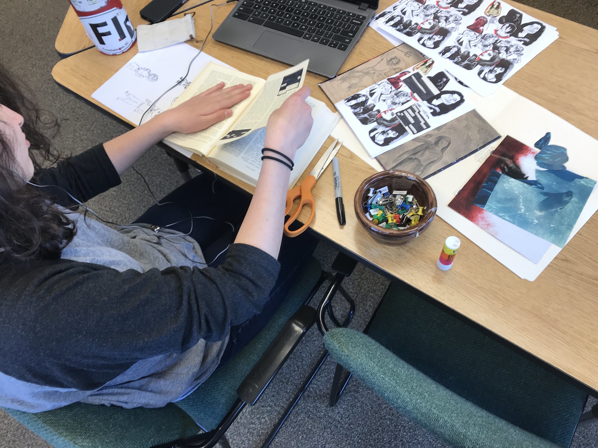 Student Creating Zines at Rock Point School